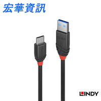 LINDY林帝 BLACK系列 USB3.2 GEN 2 TYPE-C公 TO TYPE-A公 充電傳輸線