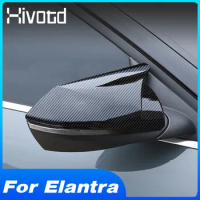 ABS Carbon Car Side Rearview Mirror Cover Trim Exterior Accessories Car Styling Parts Decoration For Hyundai Elantra 2022-2021