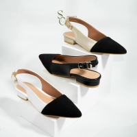 SEPASANG COLLECTION Meitta Sendal Mules Wanita 3 Cm Shoes sandal hak lancip flat mules heels grad