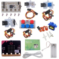 For Microbit Basic Kit, Starter Kit with Micro:bit Board LED Module Crash Sensor Potentiometer Servo, DIY Beginners Program