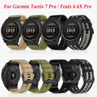 22 26mm Canvas Wristband For Garmin Fenix 7X 7 6X 6 Pro 5X 5Plus Mk2i Watchband Bracelet Strap Tactix 7 Pro/Delta/Bravo QuickFit