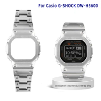 Bezel case Watch chain For Casio G-SHOCK DW-H5600 Bluetooth heart rate strap modified small block men stainless steel bracelet
