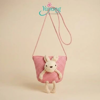 Yayang Tas Selempang Jerami Anak Perempuan Boneka Kelinci Rajut Tas Anak Lucu Korean Style Tas Fashi
