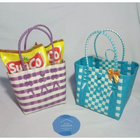 TAS ANYAMAN SOUVENIR PLASTIK HAND BAG HAMPERS KERANJANG ANYAM RINJING HAJATAN BELANJA UNIK AESTHETIC