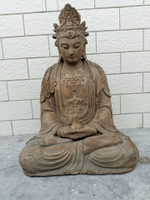 木雕佛像造像擺飾，素皮殼工藝，自在觀音菩薩佛像，高60厘米