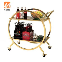 Customized Creative Gold Iron Dining Car Dining Room Bathroom Kitchen Shelf Mobile Side Table Cabinet Mini Drink Trolley