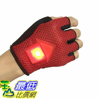 [106美國直購] 自行車 腳踏車 半指手套 Bicycle Safety Turn Signal Gloves - LED gravity sensor cycling warning light RED