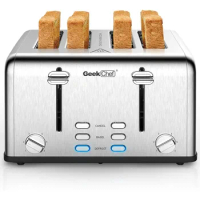 Toaster 4 Slice, Stainless Steel Toaster with Extra Wide Slots Bagel, Defrost, Cancel Function, Dual Independent Control Panel