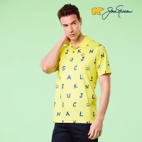 【Jack Nicklaus 金熊】GOLF男款印花設計吸濕排汗POLO衫/高爾夫球衫(黃色)