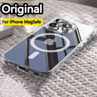 Acrylic Magnetic Clear Cover For Apple Magsafe Case Iphone 15 14 Plus 13 12 Mini 11 Pro Max Xs X Xr 7 8 Se 2 Shockproof Silicone