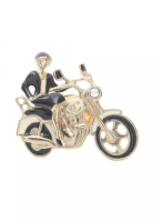 Chanel Pre-Loved Chanel mademoiselle coco mark brooch GP Rhinestone gold black white Bike motif 10P