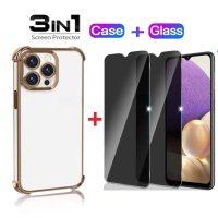 เคสโทรศัพท์สุดหรู, ดีไซน์ 2in1, เคสเปลือกหอย, กระจกนิรภัยป้องกันสายลับ, เข้ากันได้กับ Honor X6B, X8c