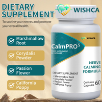 WISHCA CalmPRO5 Nerve Calming Formula | Stress Relief Supplement with Marshmallow Root Corydalis Pow