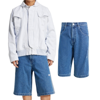 Adidas Adicolor Firebird Short 男款 藍色 三葉草 棉質 丹寧 寬鬆 短褲 JC6235