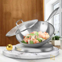 Chinese traditional titanium wok large titanium wok gas stove induction cooker non-stick kitchen cooker non-stainless steel