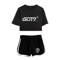 GOT7 Two Piece Set Summer Sexy Cotton Printed T Shirt Album Woman Suit Shorts Crop Got7 Fashion Tops Shorts Pants
