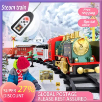 Simulated Steam Rc Toy Set Toy For Kids Train Electric Railcar Toys Car Motorized Track With Lights Music Train Christmas Gift