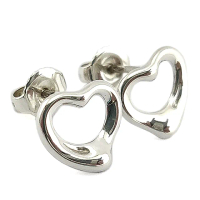 【Tiffany&amp;Co. 蒂芙尼】925純銀-Open Heart 愛心墜飾針式耳環