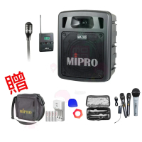 【MIPRO】MA-300(最新二代藍芽/USB鋰電池 單頻道迷你無線擴音機+1領夾式麥克風+1發射器)