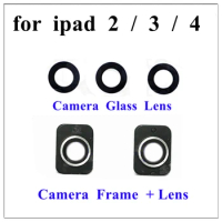 10Pcs Rear Back Camera Glass Lens With Frame Cover Ring Adhesive Sticker for Ipad 2 3 4 9.7 Inch Camera Lens Replacement Parts