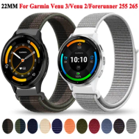 22mm Nylon Loop Watch Strap For Garmin Venu 3 2 Smartwatch Band For Garmin Forerunner 255 Forerunner 265 Vivoactive 4 Bracelet