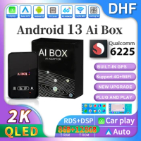 DHF CarPlay Wired to Wireless Car TV Ai Box Qualcomm Chip 6225 Android 13 8-Core WiFi BT Auto Connect For VW Audi Toyota Honda