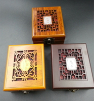 高檔珍藏品木盒仿古鏤空吊墜盒珠寶玉器飾品把件木質包裝盒