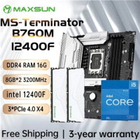 MAXSUN Motherboard B760M D4 with Intel i5 12400F LGA1700 DDR4 [8GB*2] 16GB 3200MHz Mainboard CPU RAM Kit Computer components