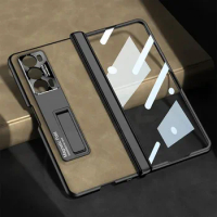 Luxury Frosted Leather Case For Honor Magic V2 Magnetic Hinge Case 360 Degree Protective Bracket Hard Cover For Honor Magic V2