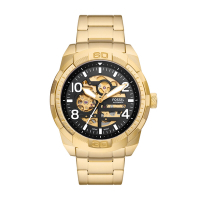 FOSSIL 鋼鐵騎士鏤空機械腕錶-金X黑-ME3257-48mm