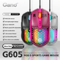 Gano esports game G605 mouse 3389 chip wired macro internet cafe RGB pressure gun macro definition USB chicken LOLCF