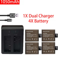 4pcs 1050mAh Rechargeable Battery for EKEN 4K H8 H9/H9R Action Camera Battery with Charger For SJCAM SJ5000 SJ6000 SJ8000 M10