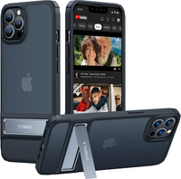 【日本代購】TORRAS 手機殼 半透明 美軍MIL規格 附帶支架 iPhone 13 Pro 黑色