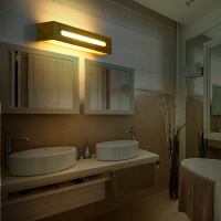 LED โคมไฟหน้ากระจกไม้เนื้อแข็งตู้กระจกห้องน้ำโต๊ะเครื่องแป้งกันน้ำและกันหมอกโคมไฟติดผนังสไตล์นอร์ดิก