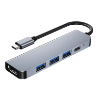 5 in 1 Usb c Hub Usb Hub USB3.0 USB2.0 Type C 87W PD Charger HD 4K Usb c Docking Station Hub Otg Ada