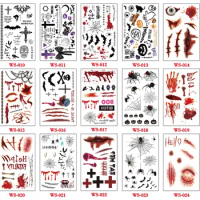2pcs Halloween Bloody Wound Tattoo Stickers Trick Scary Halloween Party Decoration