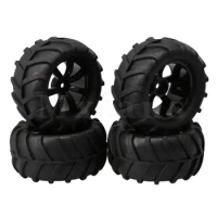 Mxfans 20 Set of 7-Spoke Plastic Wheel Rims &amp; Rubber Tire for RC1:16 Largefoot Car