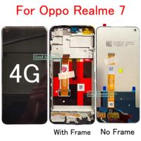 6.5 Inch Black For Oppo Realme 7 LCD Display Screen+Touch Panel Digitizer For Oppo Realme 7 Realme7 LCD Display With Frame