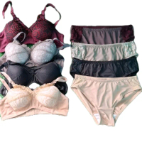 Paket Hemat 100 rb 4bh + 4cd set pakaian dalam wanita dewasa_ bra setelan,nyaman dan cantik(warna re