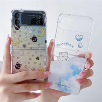 Z Flip4 Case Fashion Cute Cartoon Transparent Flower Phone Case for Samsung Galaxy Z Flip4 Case For Galaxy Z Flip3 Cover Z Flip