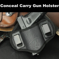 Tactical Concealed Carry Gun Holster PU Leather IWB Pistol Case Fit Glock 19 23 32 26 27 30 33, MP Shield, XDs, Taurus PT111