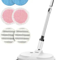 Cordless Electric Mop, Cordless Floor Cleaner Dual-Motor Powerful Spin Mop w/Water Spray and LED Headlight