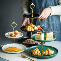 北歐輕奢下午茶點心盤雙層蛋糕盤甜品台展示架水果擺盤客廳糖果盤【摩可美家】