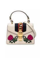 Gucci 二手 Gucci 迷你刺繡皮革 Sylvie 手提包