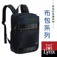【Lynx】美國山貓輕量防潑水斜紋尼龍布包 多隔層機能 電腦後背包/雙肩包 藍色