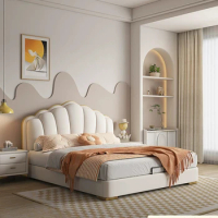 Luxury House Double Bed Support King Size Wooden Twin Frame Double Bed Hotel Princess Modern Cama De Casal Bedroom Furniture