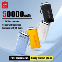 Miniso 50000mAh High Capacity Power Bank 4 in 1 Fast Charging Thin Powerbank Portable Battery Charger For iPhone Samsung Huawei