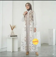 READY STOCK TERBATAS Gaun Elegan Motif bunga vertikal Lengan Panjang | Gaun Pesta | Gaun Kondangan |
