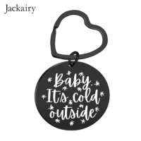 Baby It's Cold Outside Keychain for Kids 2023 New Year Stainless Steel Charm Jewelry Pendant Necklace Keyring Christmas Gifts