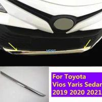 For Toyota Vios Yaris Sedan 2019-2021 Car Styling Front Bumper Trims Strip Protector Grille Cover Front Ceter Bumper moulding